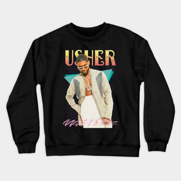 Usher Retro Aesthetic Fan Art Crewneck Sweatshirt by Piomio